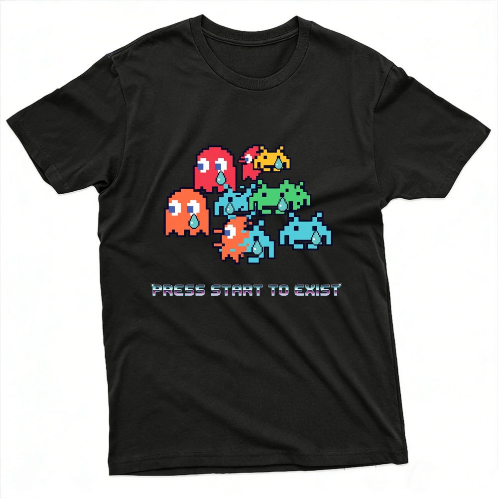 Retro Gaming Meme - Koszulka z grafiką: Naciśnij Start, aby
